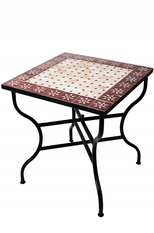 Table en mosaïque marocaine « Soleil » beig