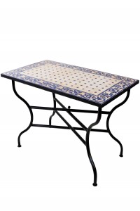 Table en mosaïque marocaine Fès beige et bleu...