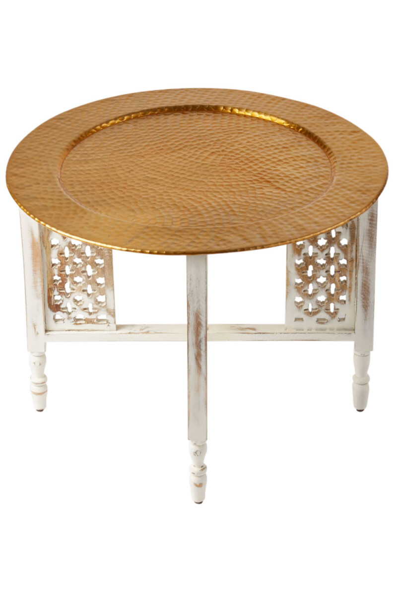 Table basse orientale Hania Blanc Or 60  box