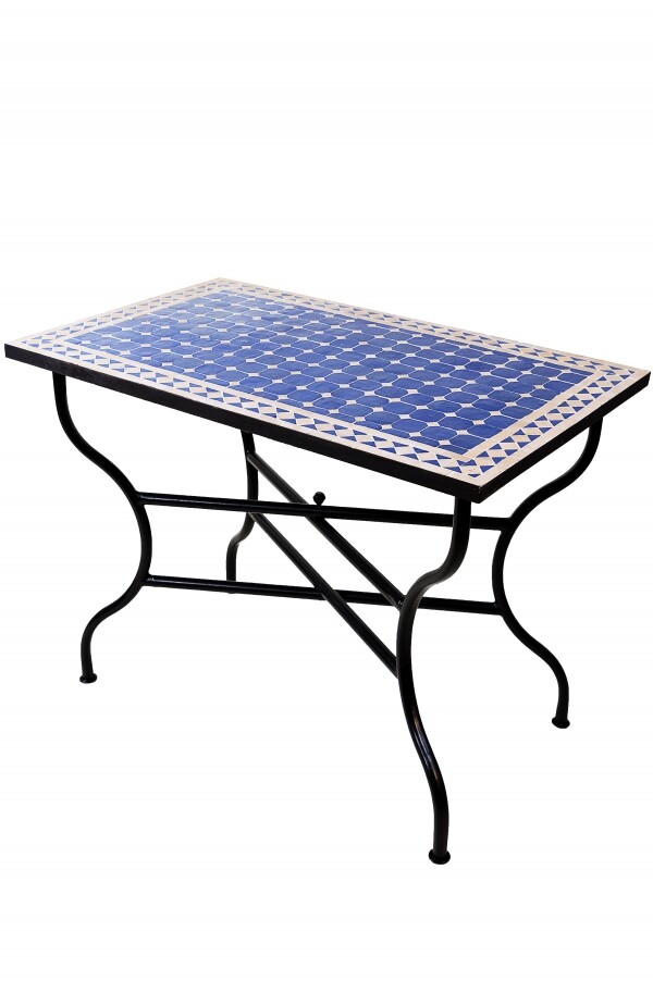 Table en mosaïque marocaine Marrakech bleu et beige 100