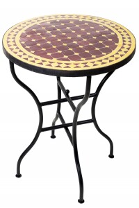 Table en mosaïque marocaine de Marrakech, jaune...