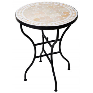 Table en mosaïque marocaine Marrakech, beige et...