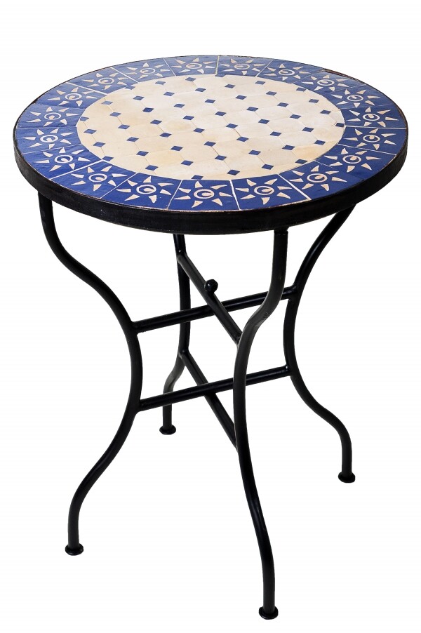 Table en mosaïque marocaine « Soleil » beig