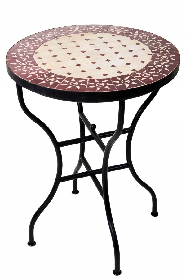 Table en mosaïque marocaine « Soleil » beig