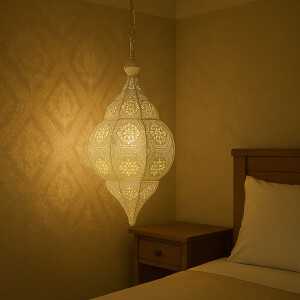 Suspension Layan blanche 40 cm | Lampe orientale en...