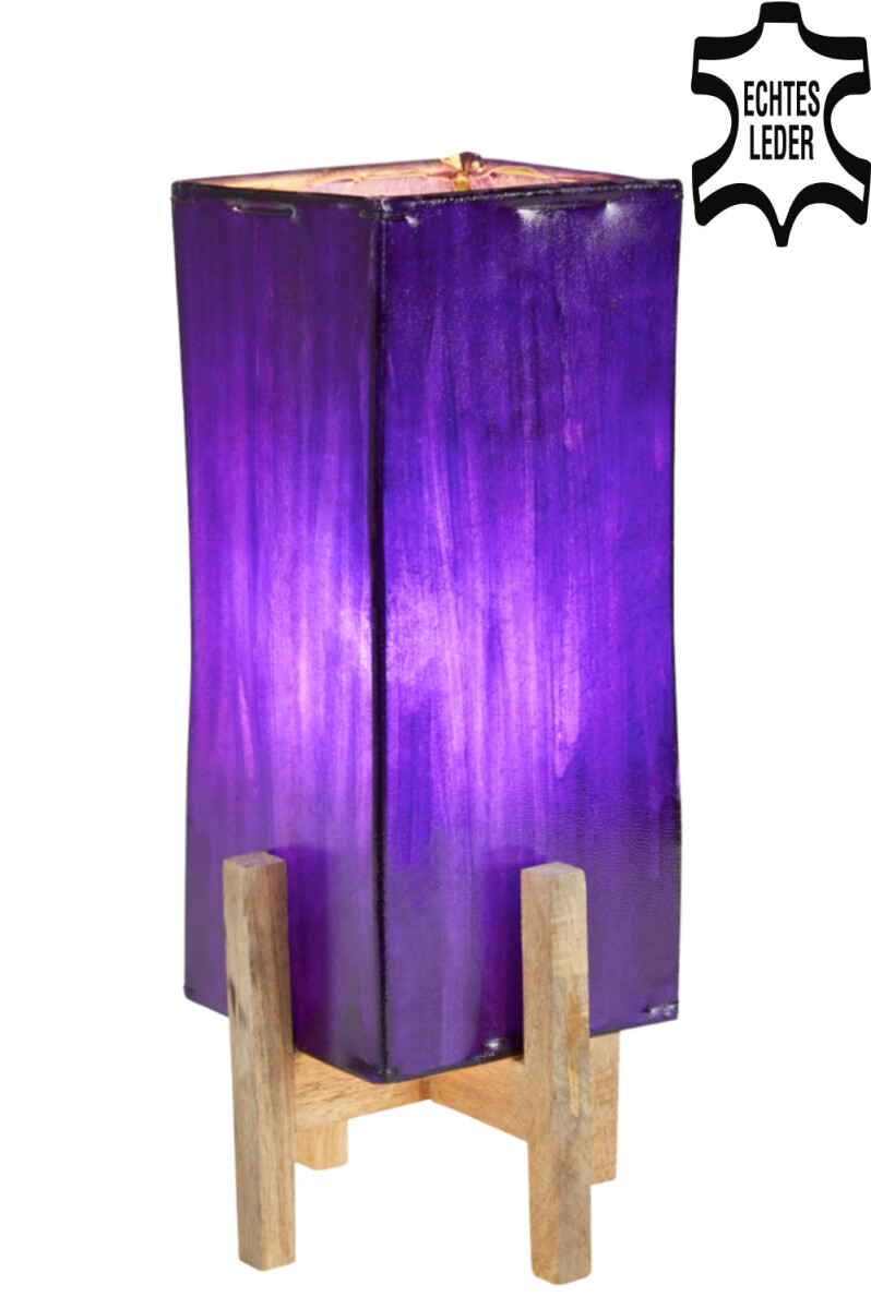 Lampe de table en cuir Janka, violette a box