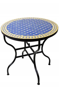 Table en mosaïque marocaine Marrakech bleu et jaune...