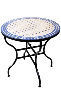 Table en mosaïque marocaine Marrakech beige et bleu...