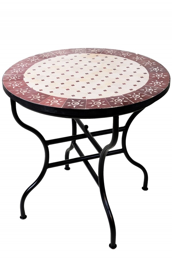 Table en mosaïque marocaine « Soleil » beig