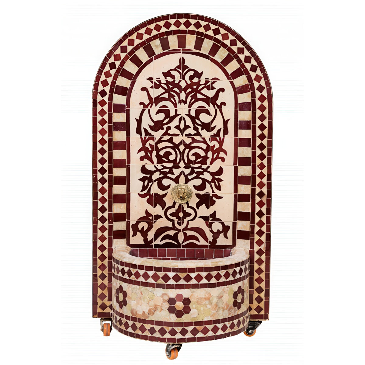 Marokkanischer Mosaik Gartenbrunnen 120cm | Boho Zimmerbrunn