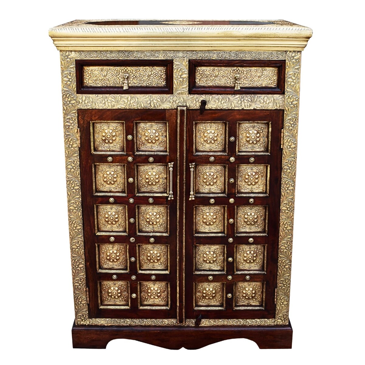 Commode orientale en bois massif Mahavir 120 cm avec...