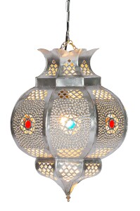 Suspension Amadou Argent 35 cm | Lampe orientale en...