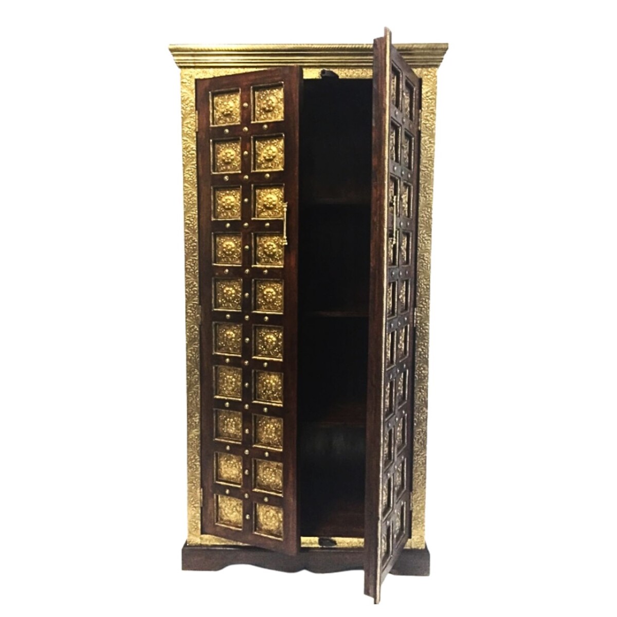 Orientalischer Massivholz Schrank Yafiah 180cm Messing Verzi