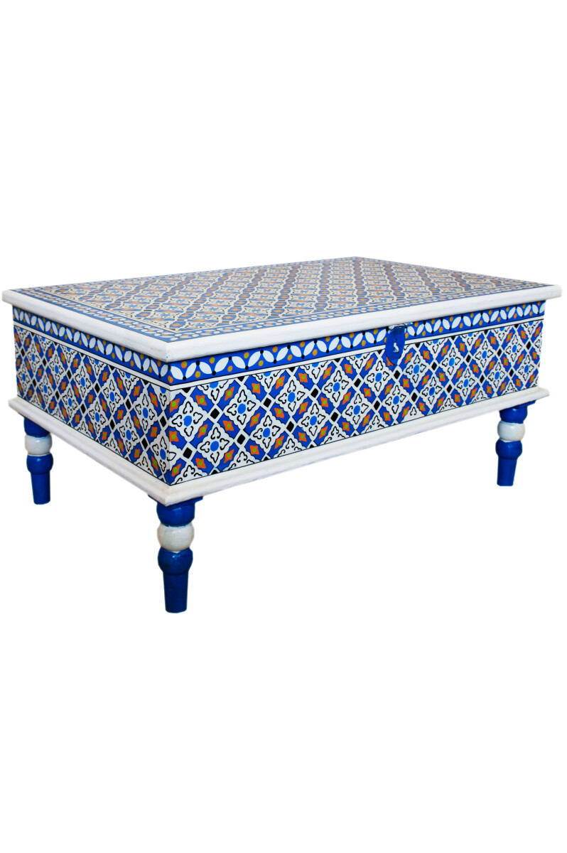 Table basse marocaine de style coffre Dimana 100 cm multicol