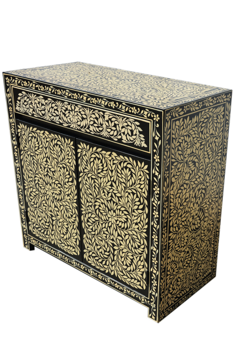 Commode buffet Abubakr 90 cm noir et bla box