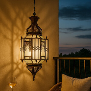 Suspension Aariz blanche 60 cm | Lampe orientale en verre...