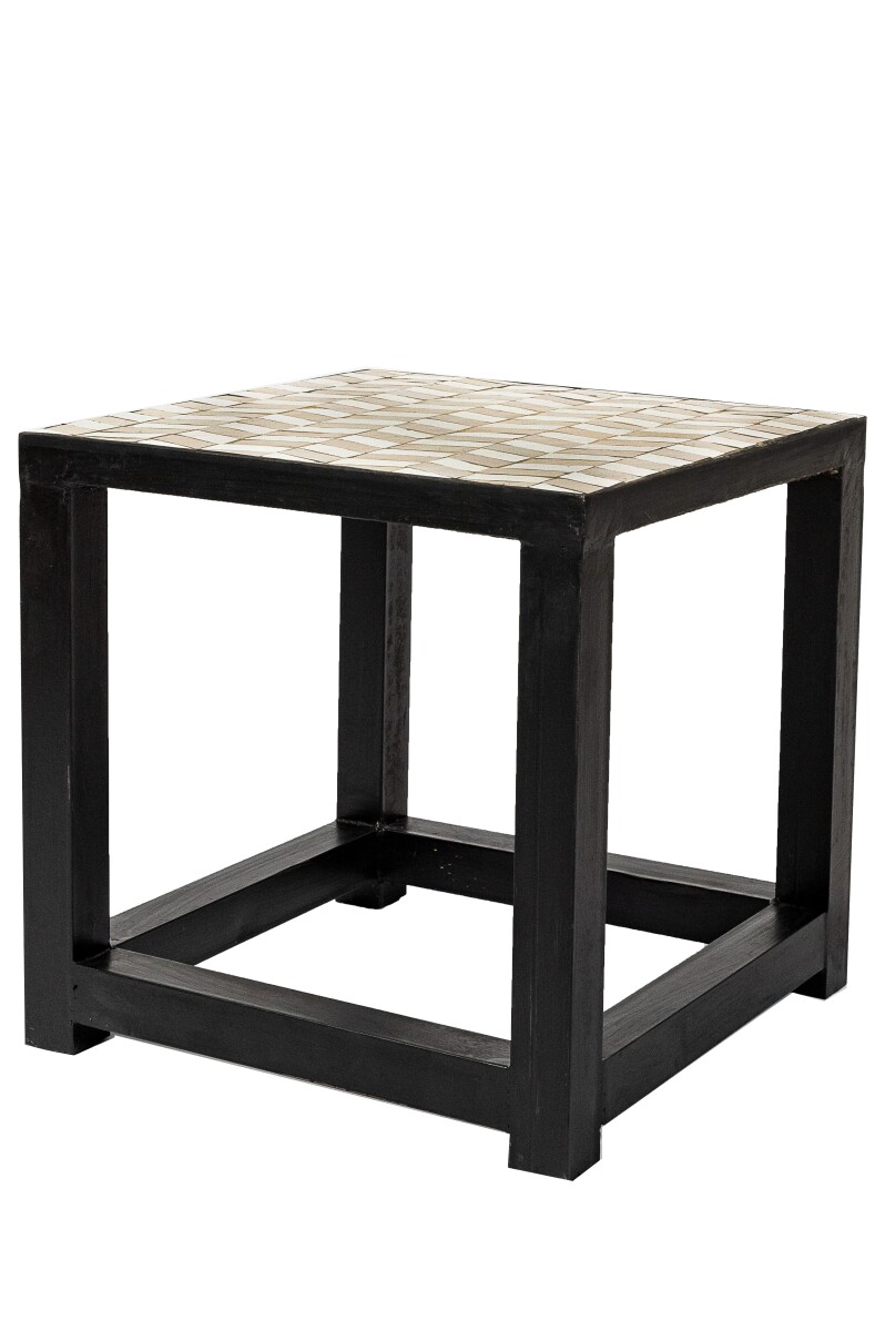 Mosaiktisch La Linea Weiss Beige | Beistelltisch 40x40cm Mar