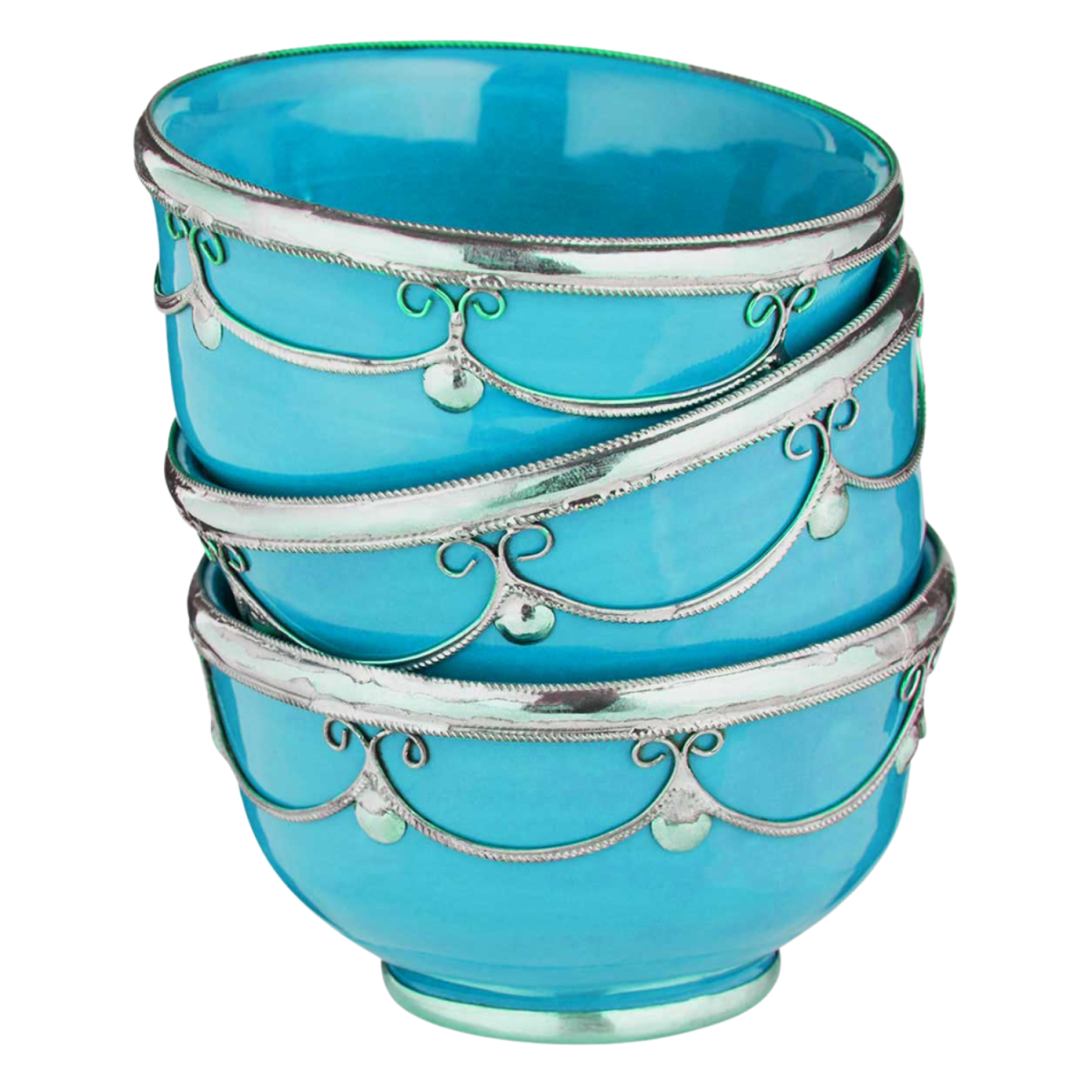 Orientalische Keramik Fingerfood Schale Miranda Blau 3er Set