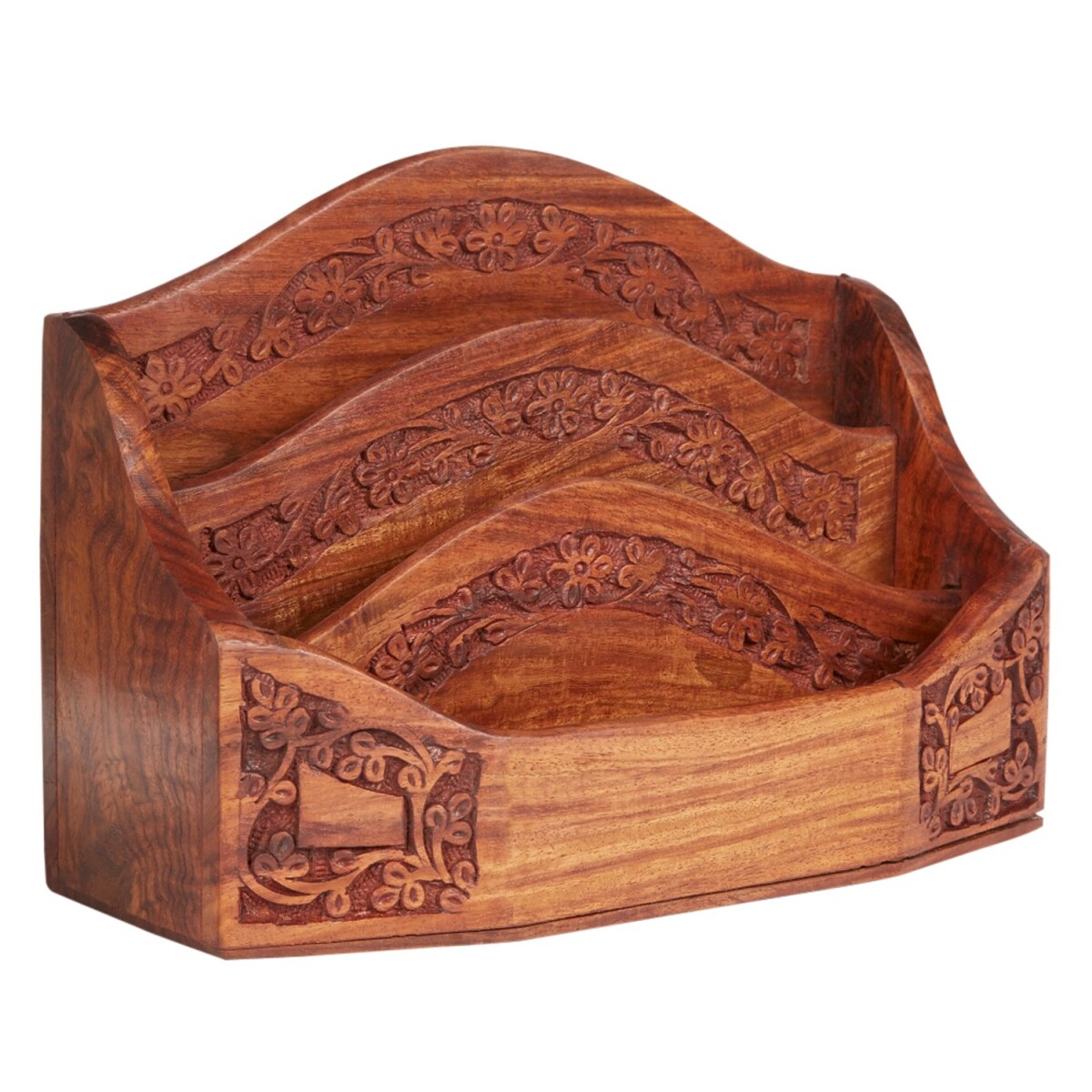 Briefablage Qabel aus Mangoholz H 18cm × B 27cm | Hand