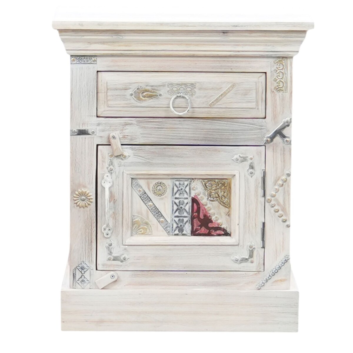 Nachttisch Antara Holz Wei&szlig; 60cm | Boho Vintage...