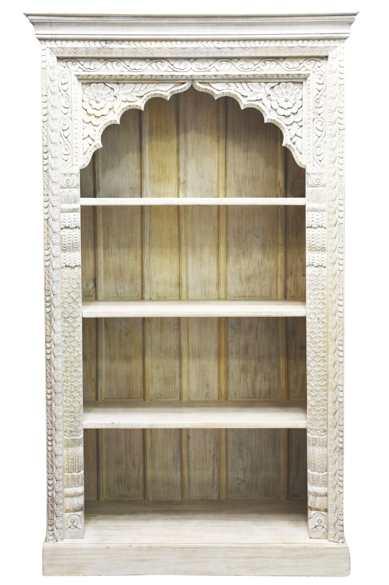 Orientalischer Regal Bücherregal Holz Massiv Ihab Weiss