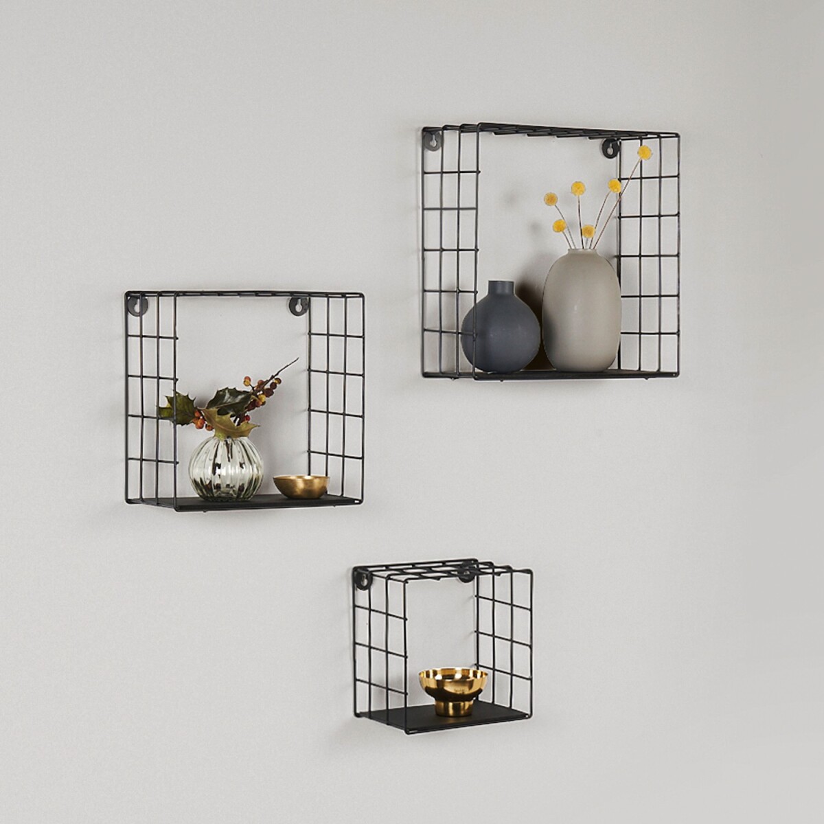 3er Set Wandregal Hängeregal aus Metall Sidney