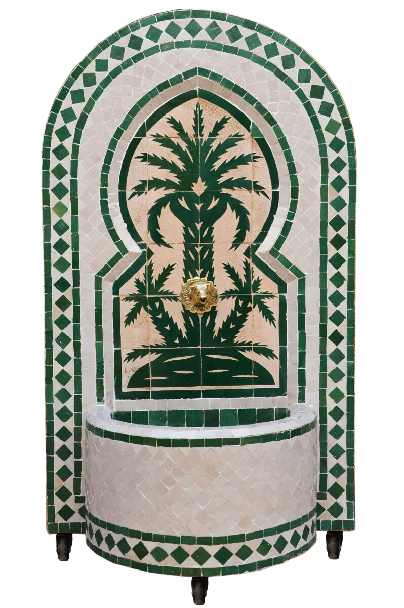 Marokkanischer Mosaik Gartenbrunnen 120cm | Boho Zimmerbrunn