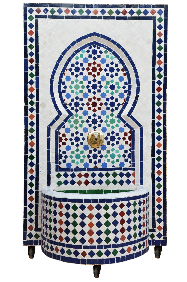 Marokkanischer Mosaik Gartenbrunnen 100cm | Boho Zimmerbrunn