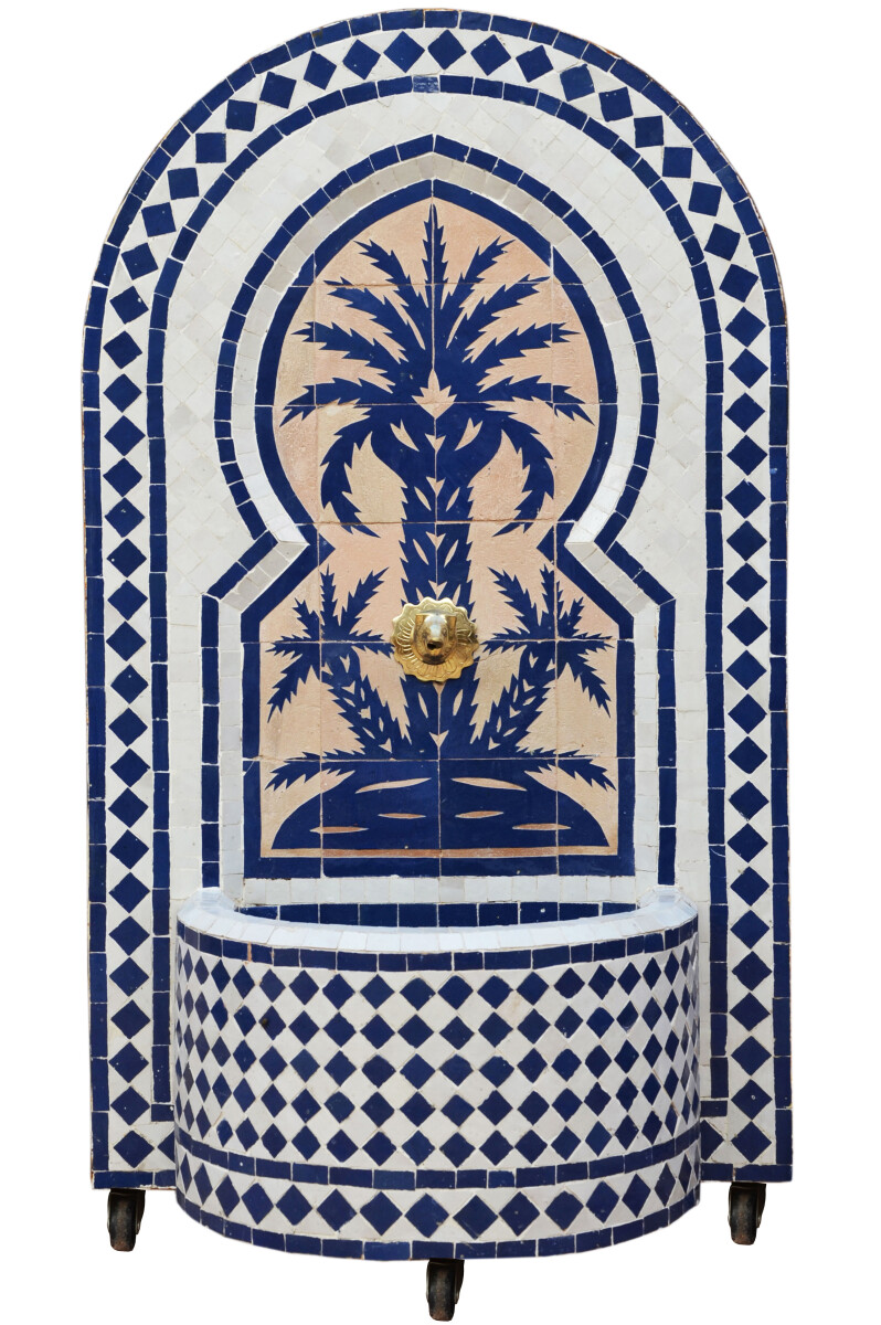 Marokkanischer Mosaik Gartenbrunnen 100cm | Boho Zimmerbrunn