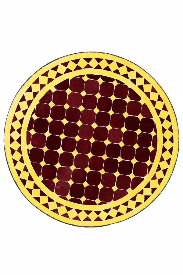 Marokkanische Mosaikplatte Marrakesch Bordaux/ Gelb, 60cm