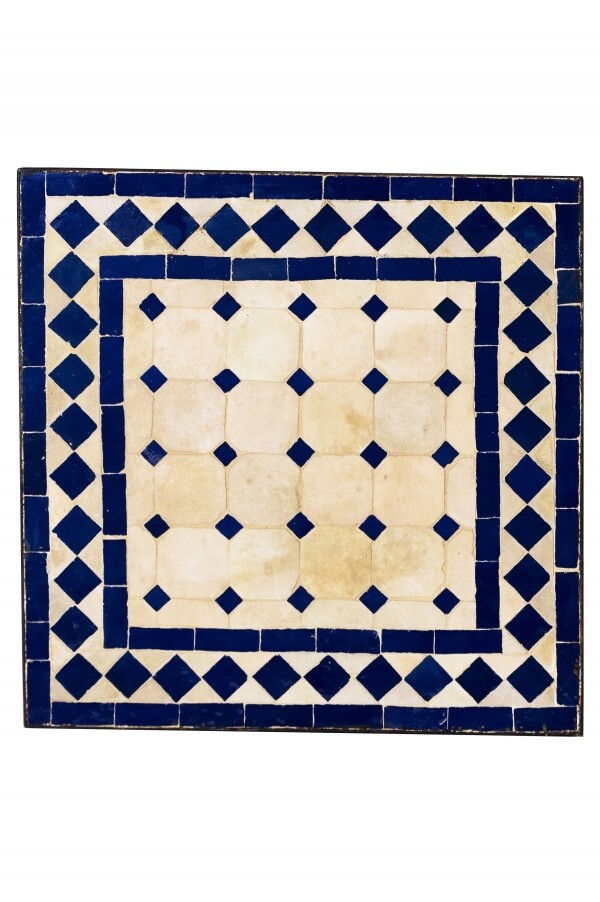 Marokkanische Mosaikplatte Marrakesch Natur Blau - Eckig 40x