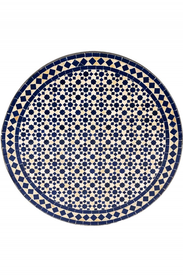 Marokkanische Mosaikplatte Albaicin Beige Blau ø 80cm