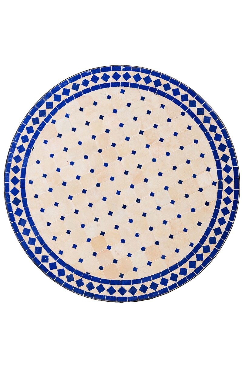 Mediterrane Mosaikplatte Marrakesch Natur / Blau, 80cm