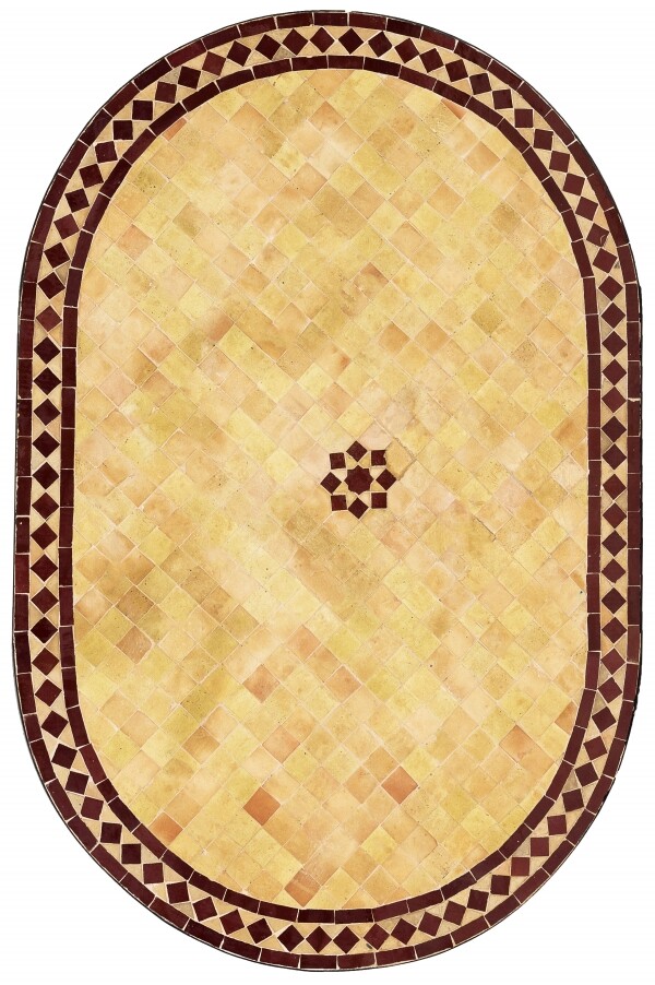 Marokkanische Mosaikplatte Bilbao Beige / Bordeaux oval 120x