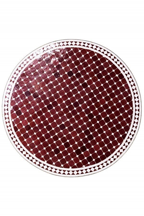 Gartentisch Mosaikplatte Marrakesch Bordaux/ Weiss, 120cm