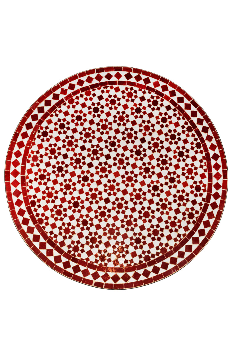 Marokkanische Mosaikplatte Albaicin Bordeaux Weiss ø 