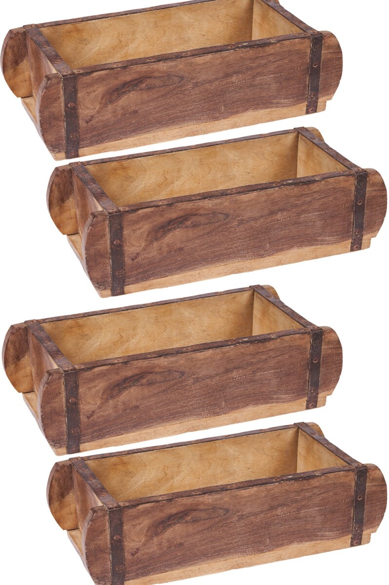 4er Set Vintage Holzkiste Holztablett aus Altholz