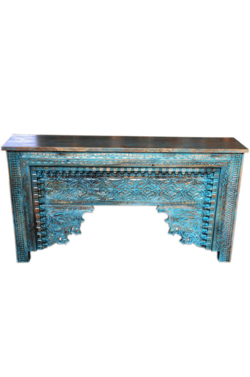 Orientalische Holz Konsole Anrichte Gassan Blau 170cm