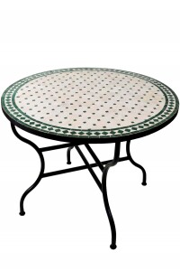 Table en mosaïque marocaine Marrakech beige et vert...