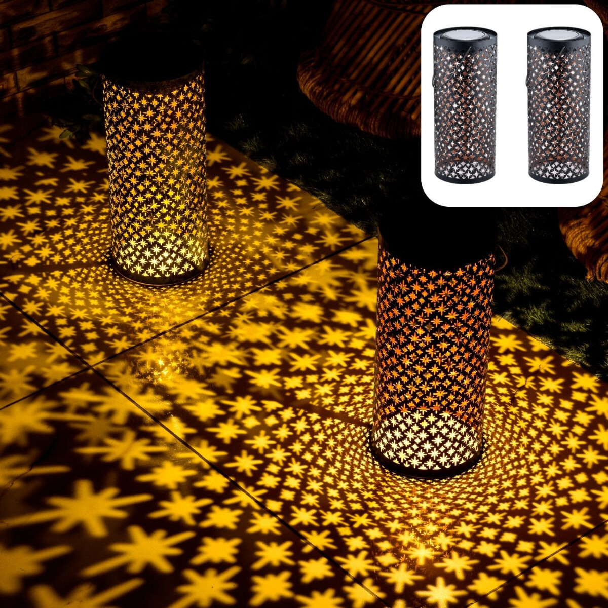 2er Set Orientalische Solarlaterne Solar Laterne Windlicht L