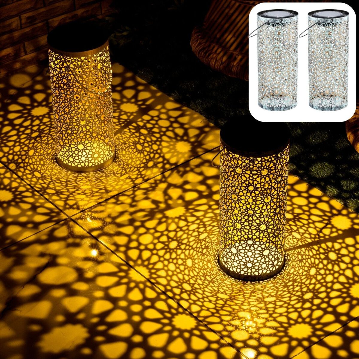 2er Set Orientalische Solarlaterne Solar Laterne Windlich No