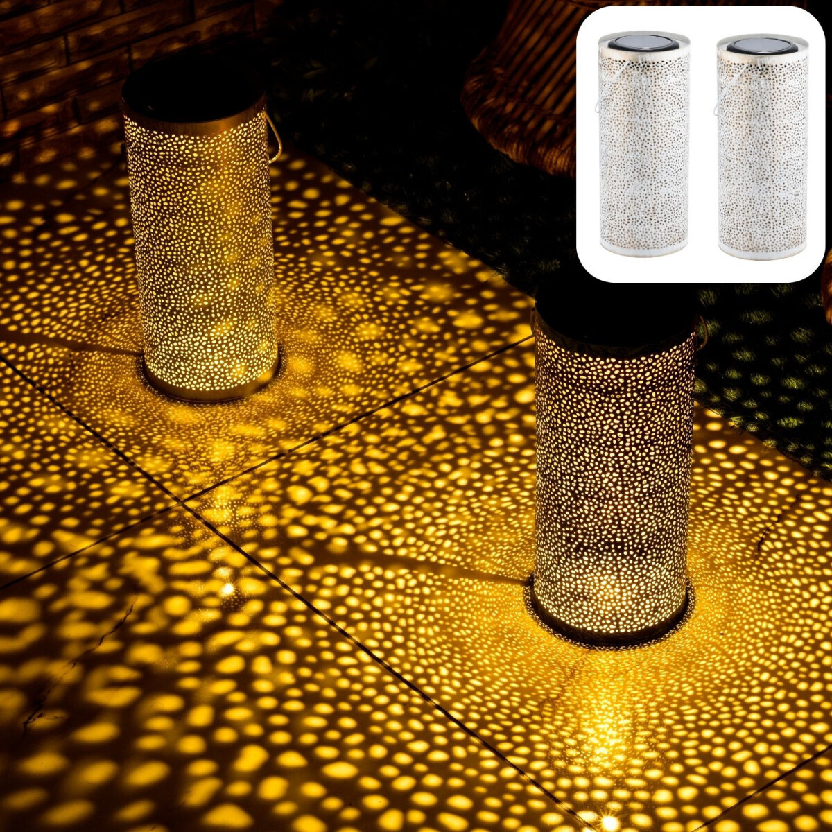 2er Set Skandinavische Solarlaterne Solar Laterne Lampe Deko