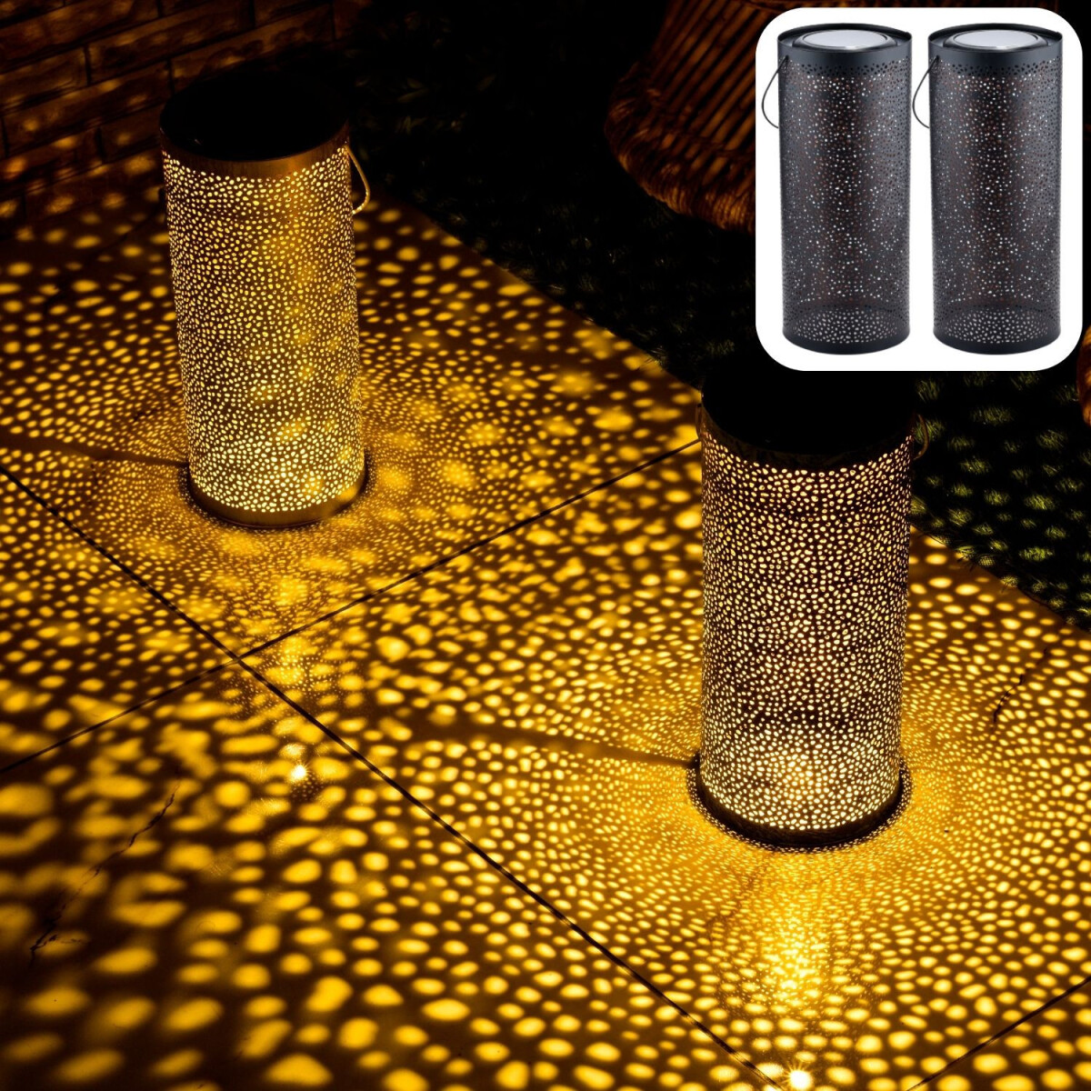 2er Set Skandinavische Solarlaterne Solar Laterne Lampe Deko