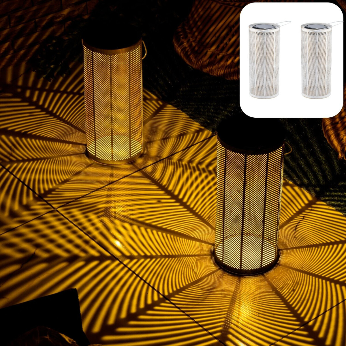 2er Set Moderne Solarlaterne Laterne Lampe Deko Skandinavisc