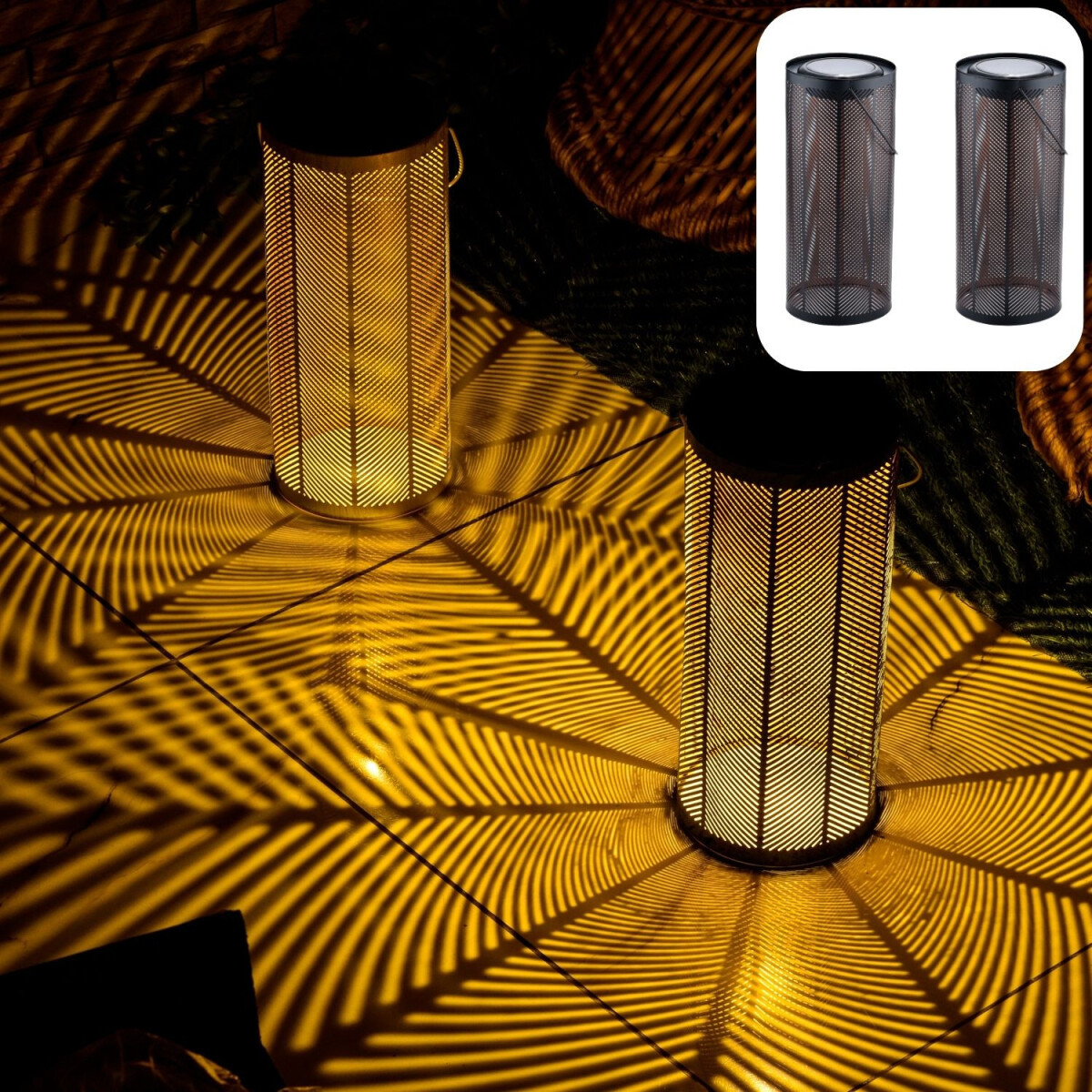 2er Set Skandinavische Solarlaterne Solar Laterne Lampe Deko