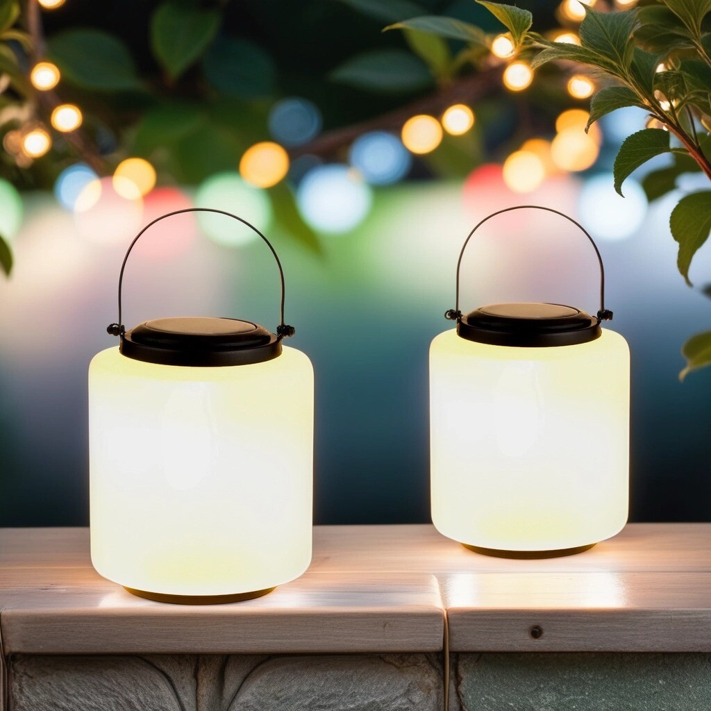 2er Set Moderne Glas Solarlaterne Laterne Lampe Balkon Garte