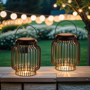 Lot de 2 lanternes solaires de style scandinave - Lampe...