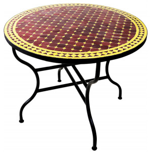 Table en mosaïque marocaine Marrakech, jaune...