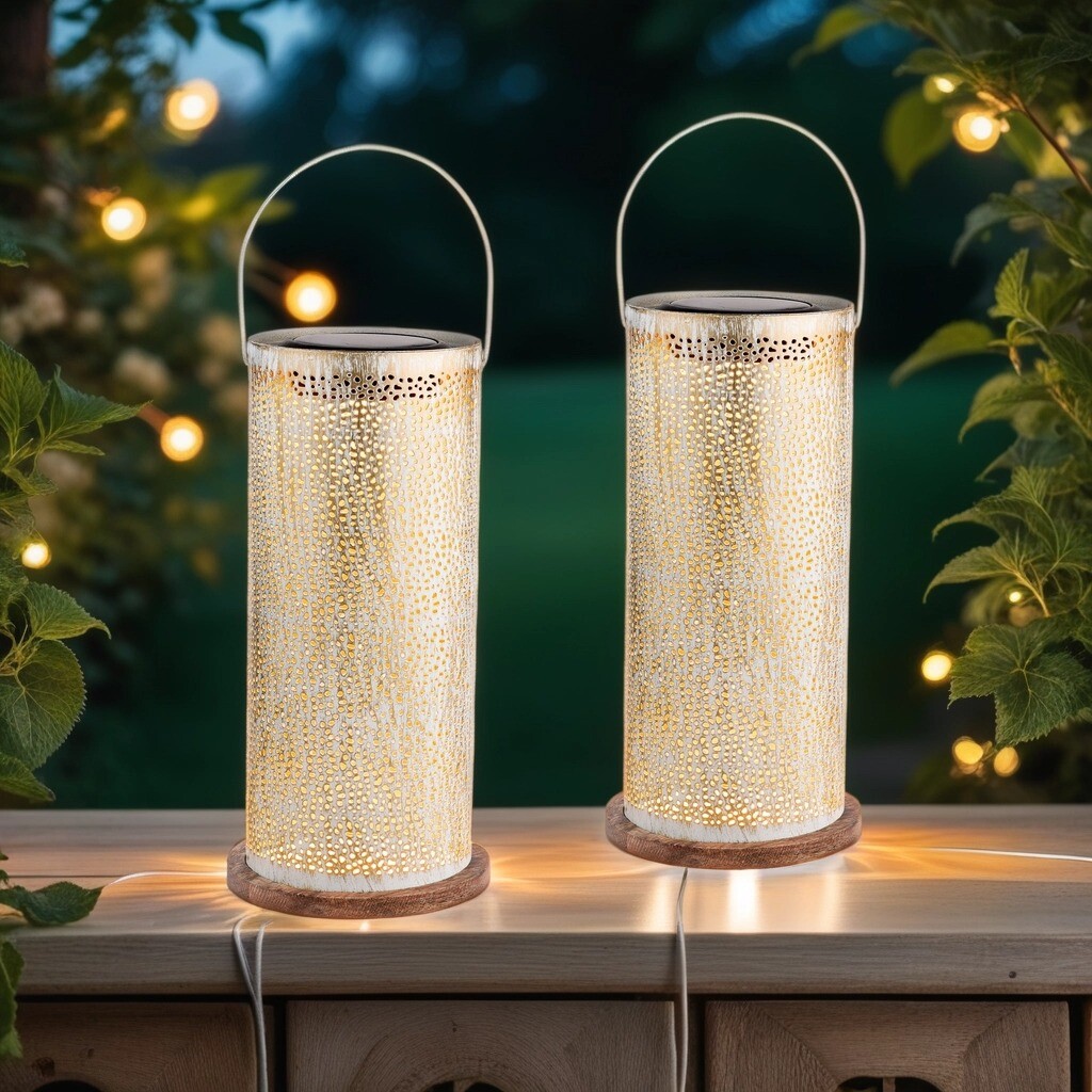 2er Set Skandinavische Solarlaterne Solar Lampe für Dra