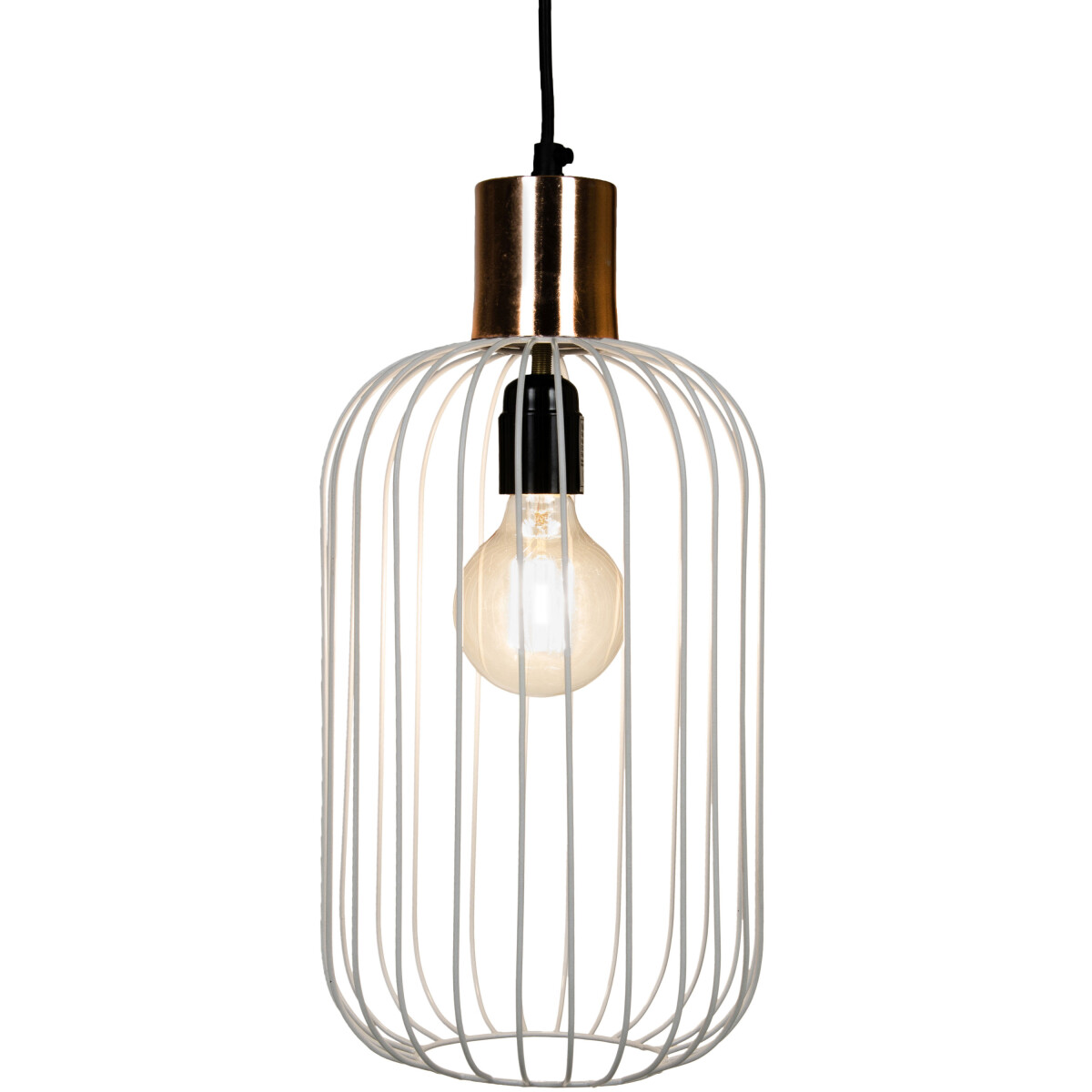 Retro Pendelleuchte Albo Weiß Kupf box